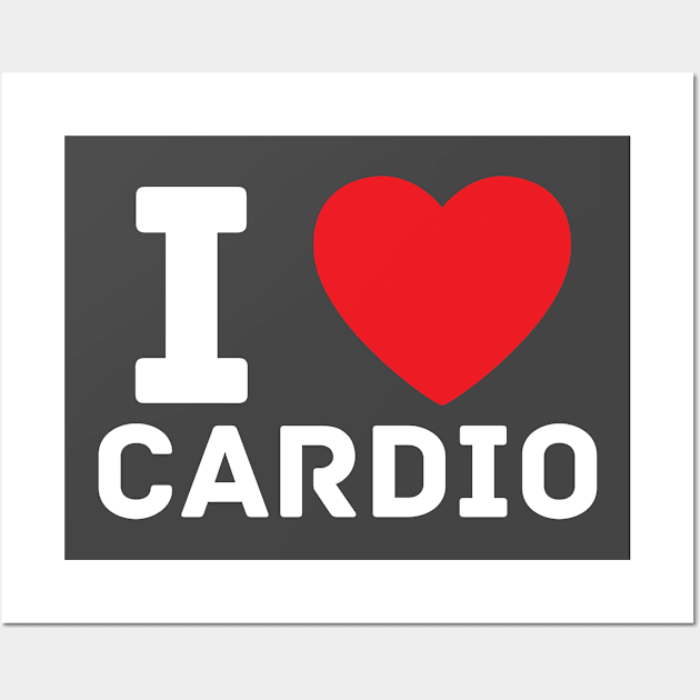 I heart cardio I love gym fitness workout Wall Art by BobaPenguin